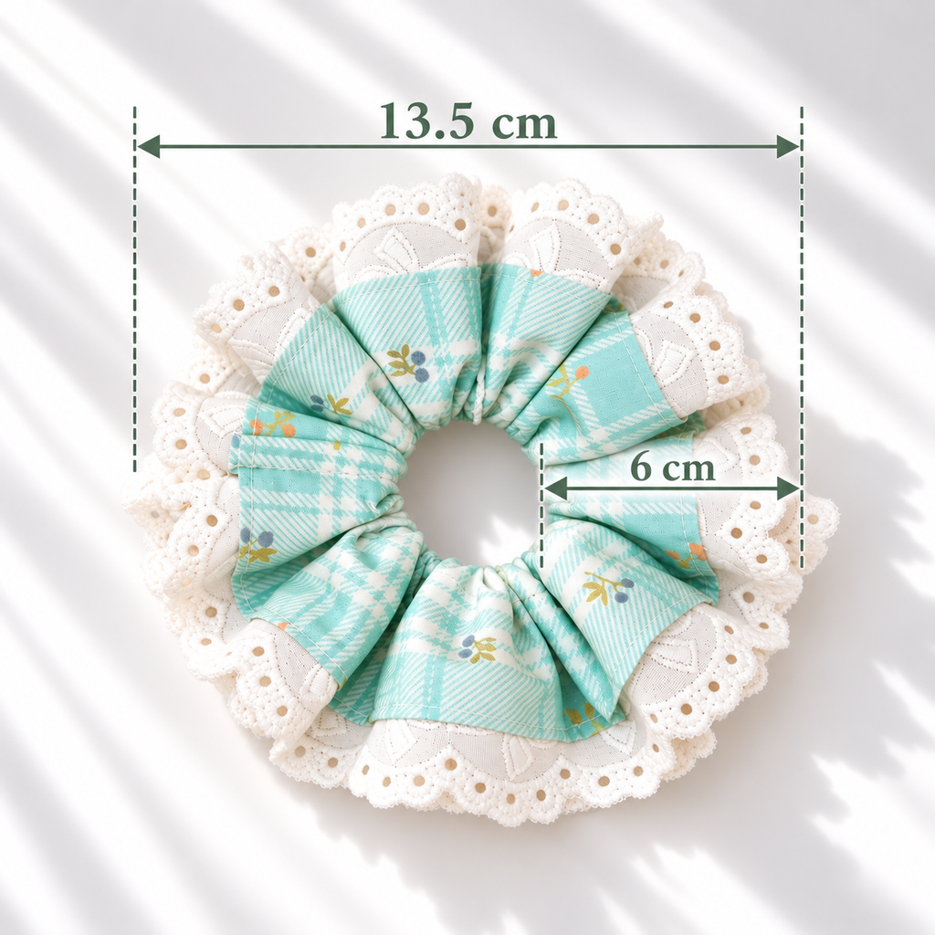 薄荷花園蕾絲髮圈 Mint Garden Lace Scrunchie