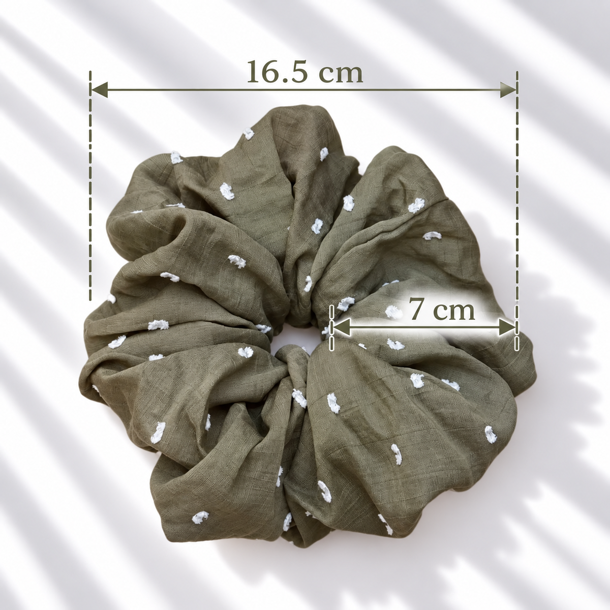 橄欖綠花點髮圈Olive Blossom Scrunchie